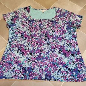 Colorful Blouse 1X With Bodice Ruching